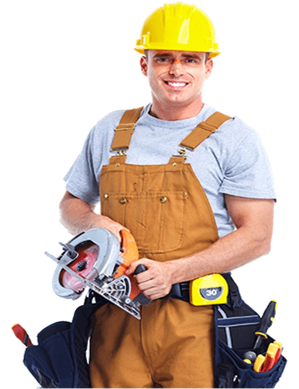 a person with a building tool in hand